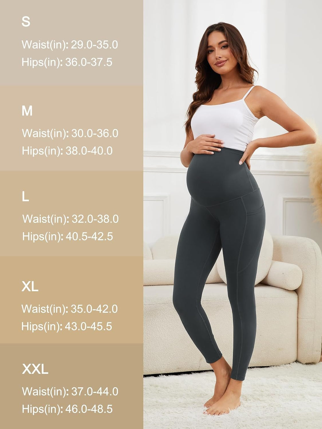 SEVEGO Tall Women's 32/34/36 Inseam Maternity Leggings Over The Belly Pregnancy Yoga Pants Workout Active Wear