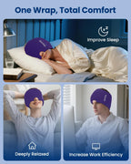 ONLYCARE 2 Pack Migraine Relief Cap, Headache Relief Cap with Odorless Gel | Cooling Hat Head Wrap Soothing Face Ice Pack Mask Products for Tension Stress Hangover & Puffy Eyes, Relaxing Gifts for Women
