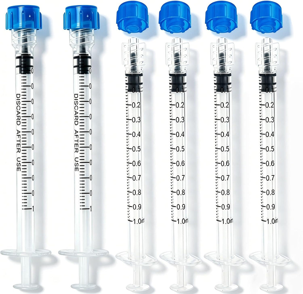 30 Pack 1mL Luer Lock Syringes without Needle - Sterile & Individually Wrapped, 1cc Syringe with Cap, Industrial & Lab Use