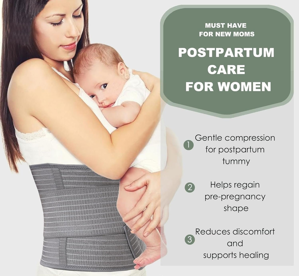 Abdominal Binder Post Surgery - Postpartum Belly Band Wrap | Post C Section Belly Binder Recovery Belt Stomach Compression Hernia Belt For Men Women After Pregnancy, Hysterectomy, L/XL