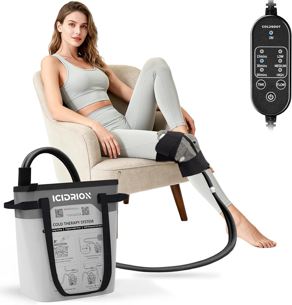 Quiet Ice Machine for Knee After Surgery, Programmable & Portable | FSA-HSA: Cold Therapy Machine for Knee Pain Relief, Cryotherapy System for ACL/TKR, Sports Training & Home Use