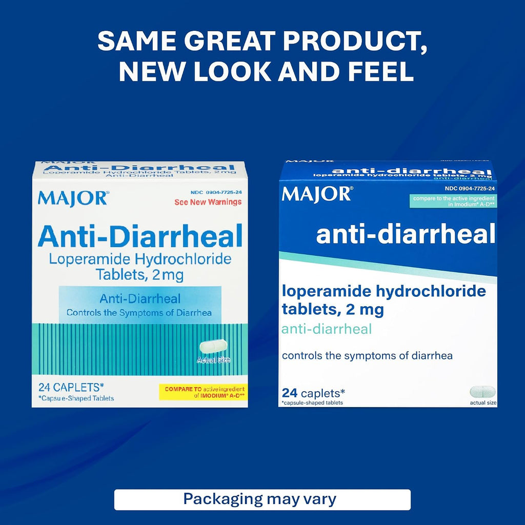 MAJOR Anti-Diarrheal Loperamide Hydrochloride 2 mg, 24 Caplets (1-Pack)