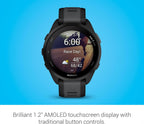 Garmin Forerunner® 165, Running Smartwatch, 43mm, Black | Essential Training & Recovery Features, Built-In GPS for Distance, Pace & Speed, Garmin Coach, Daily Suggested Workouts