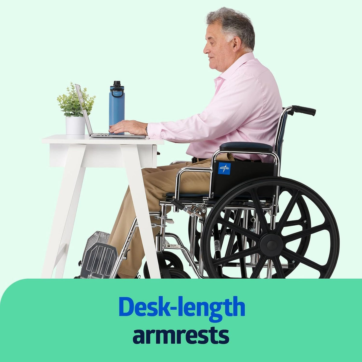 Medline Excel Extra-Wide Bariatric Wheelchair For Adults and Seniors with 24" Wide Seat, Supports up to 500 lbs