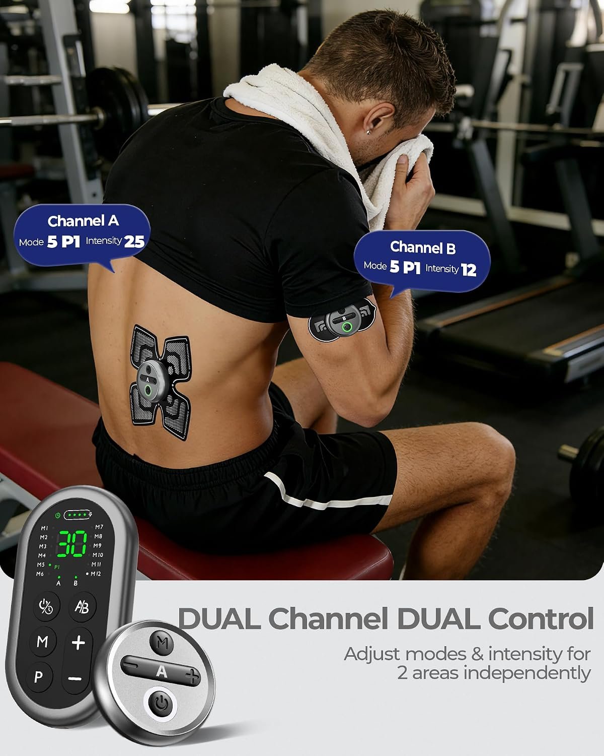 Wireless TENS Unit Muscle Stimulator, XL Pad, Model HZ9151C | 48 Modes, 2 Channel Tens Machine for Sciatica Back Shoulder Pain Relief, Portable for Office Home Travel, Gift for Men Women