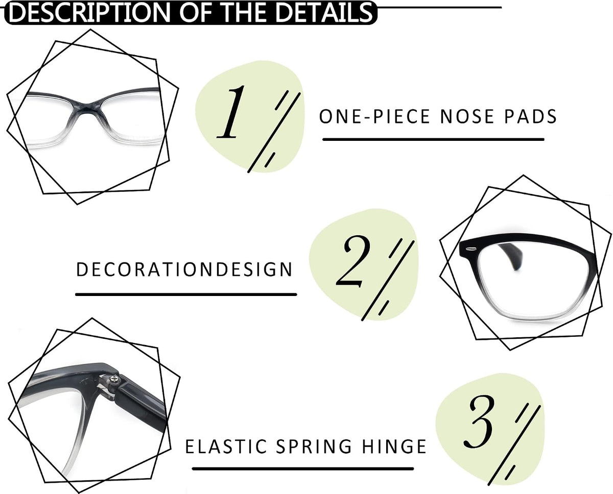Reading Glasses Women Ladies Readers +5.00 Stylish Women's Magnifying Cheaters Glasses 4 Pack Lightweight Comfortable Fit