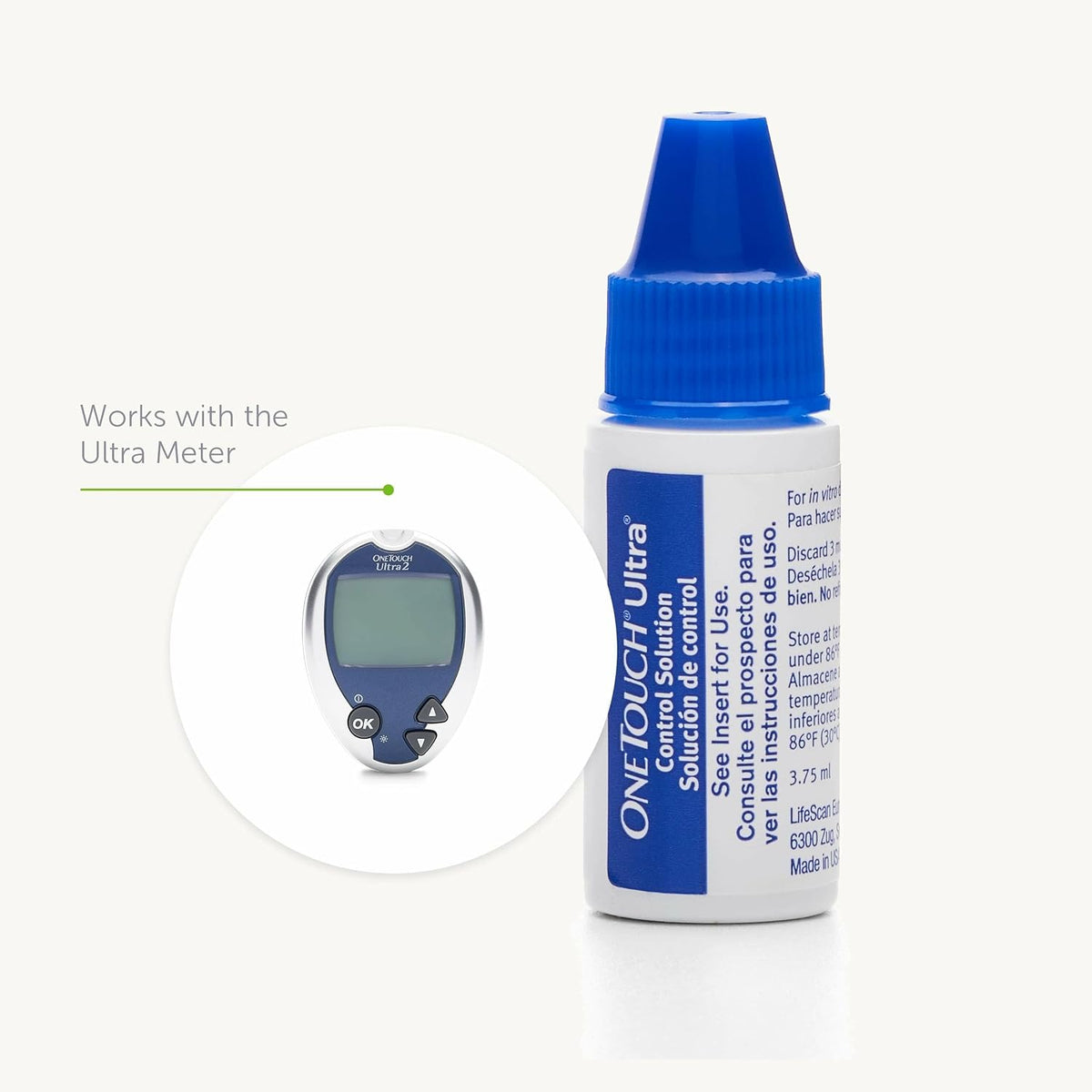 OneTouch Ultra Control Solution for Blood Glucose Meters, Test Strips - 0.126 Fl Oz