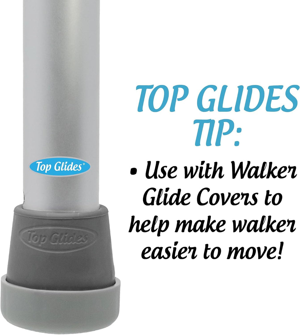 Steel-Reinforced Walker Glide Tips (Gray, 1 1/8")