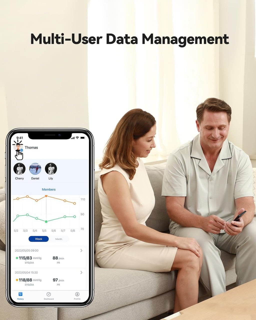 Checkme BP2A Blood Pressure Monitor for Home Use Upper Arm - Bluetooth BP Machine Cuff, Accurate Digital Readings in 30 Seconds, Unlimited Data Stored in App for iOS & Android