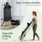 PAETA Pilates Reformer, 86" Foldable Reformer Pilates Machine with Adjustable Reformer Heights, Pilates Equipment with Music Wire Spings and Jump Boards
