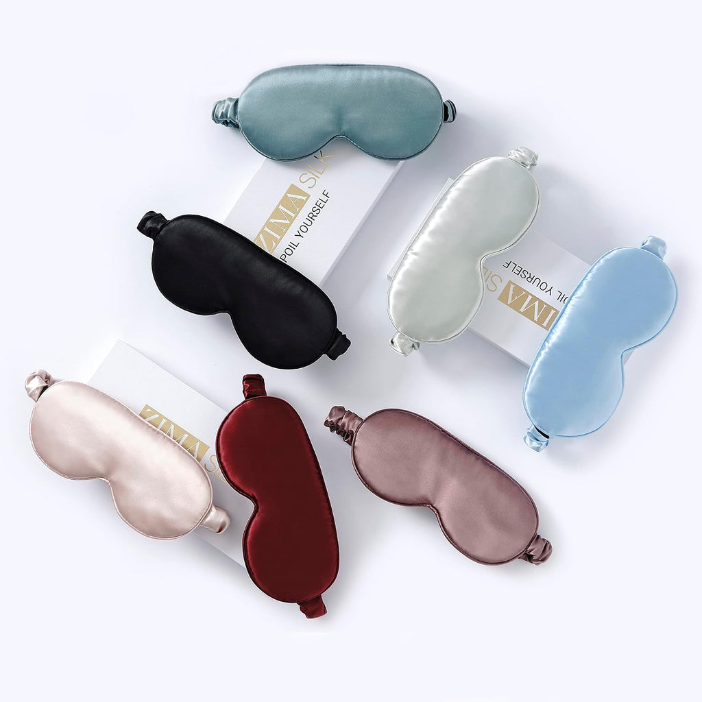 ZIMASILK Adjustable 22 Momme 100% Pure Mulberry Silk Sleep Mask | 3D Contoured Cup Eye Mask, Soft Breathable Blindfold for Women Men, Perfect Blocks Light for Sleeping (Black)