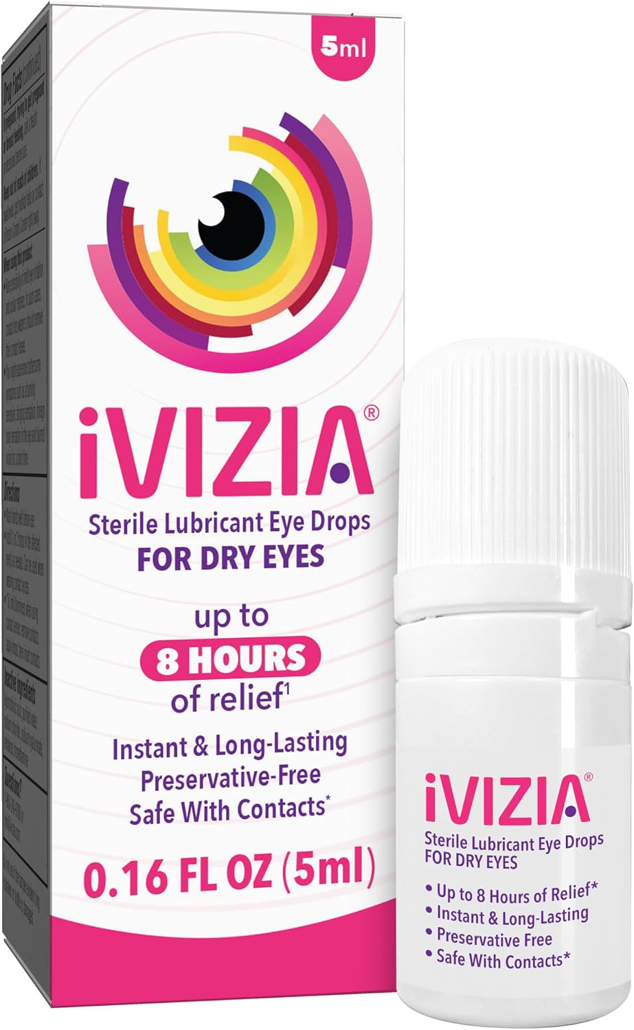 iVIZIA Sterile Lubricant Eye Drops for Dry Eyes, Preservative-Free, 5ml | Moisturizing, Dry Eye Relief, Contact Lens Friendly