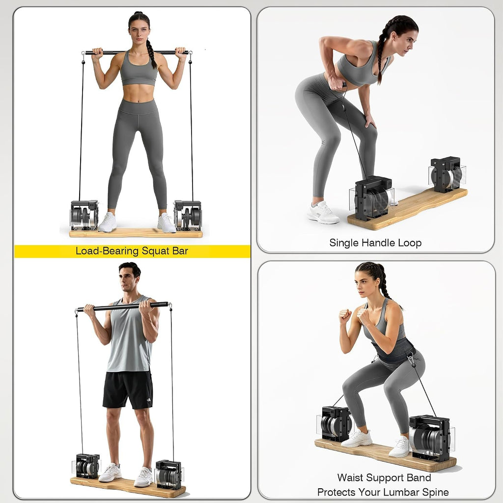 Home Gym Equipment, - Compact Full Body Workout Equipment with Adjustable Resistance for Strength Training, Squats, Bench Press, Rows, Portable Multifunctional for Small Spaces & Apartments