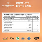 Autoimmunity Care Complete Biotic Care – 3-in-1 Pre Pro & Post Biotic Supplement | Prebiotics + Probiotics Supplement with Postbiotics, for Women & Men | Digestion Improve Supplement, Gut & Immunity | 60 Caps (30 dose)
