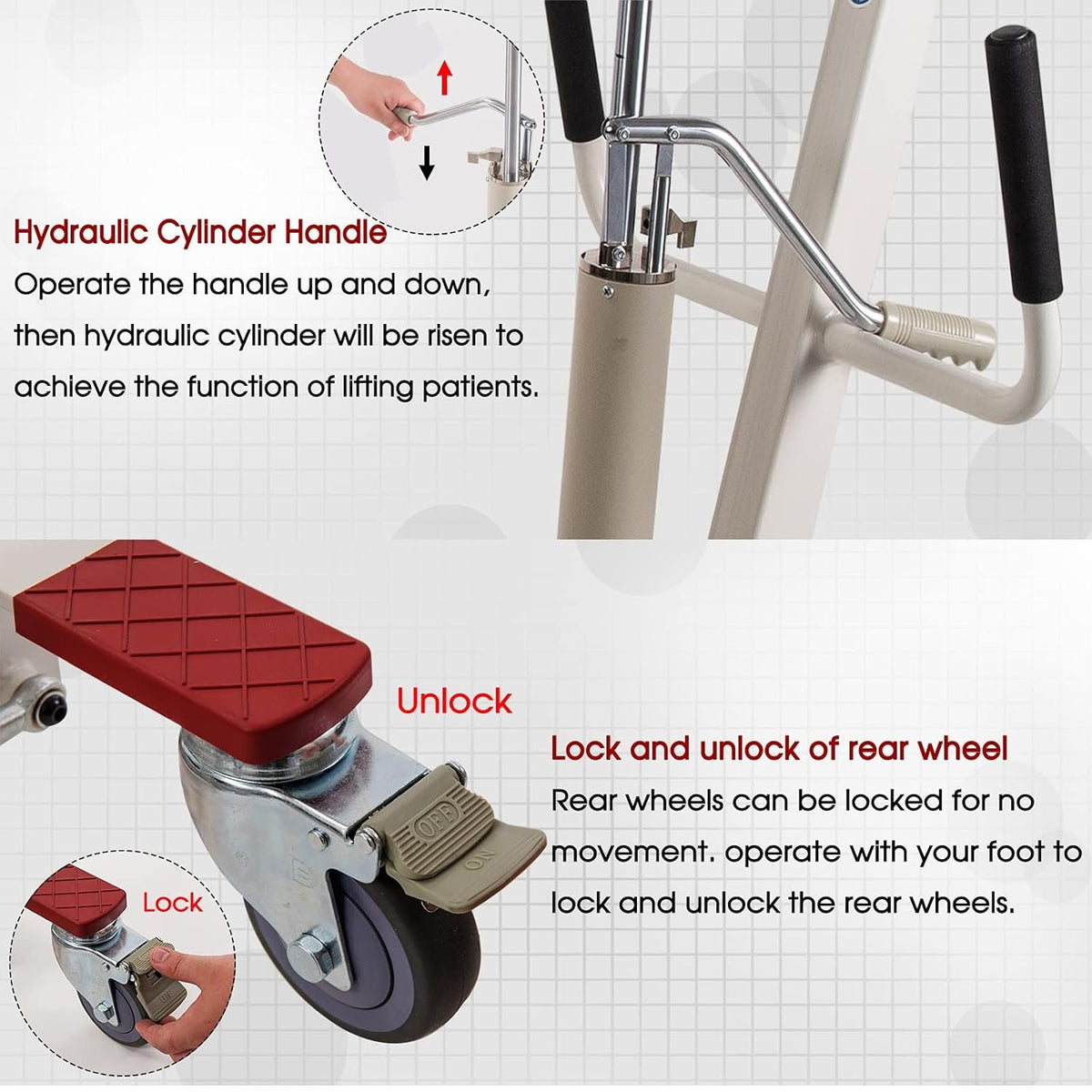 Patient Lift Hydraulic Body Hoyer Lift with Medium Sling for Home Use 400lbs Weight Capacity (Unfoldable Manual)