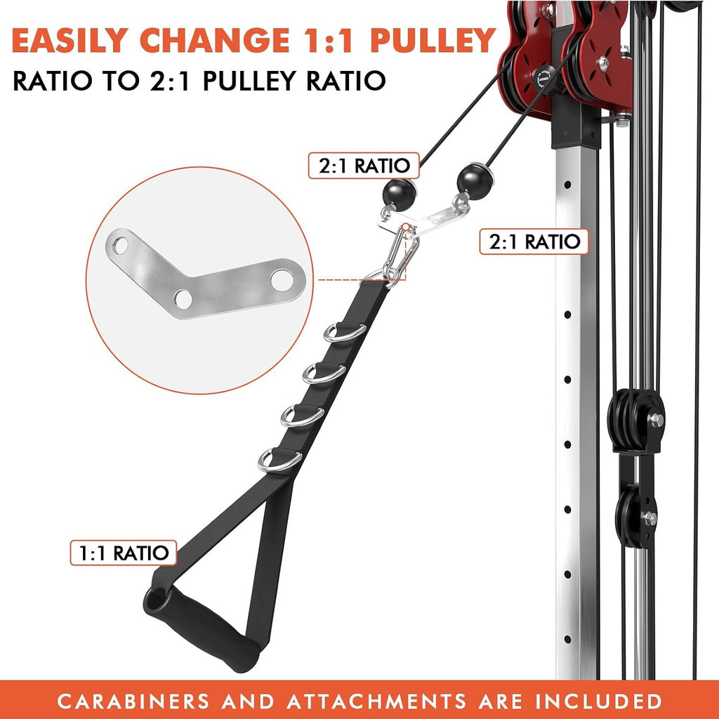 Mikolo Wall Mount Cable Station, Cable Crossover Machine with Dual Pulley System and 19/27 Adjustable Positions for Home Gym Fitness Equipment