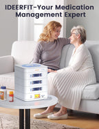 42-Day(1X) Automatic Pill Dispenser (Expandable Tray) – App & On-Device Setup by Family, LCD Display, Digital Lock, Sound & Light Alerts –Safe Medication Organizer for Dementia Seniors (3-Tray, White)