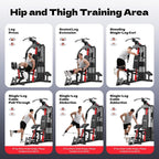 Home Gym Workout Equipment 148 LB Weight Stack, Full Body Workout Machine for LAT Pulldown, Chest Press, Leg Extension & Strength Training, Multi Function Fitness Equipment