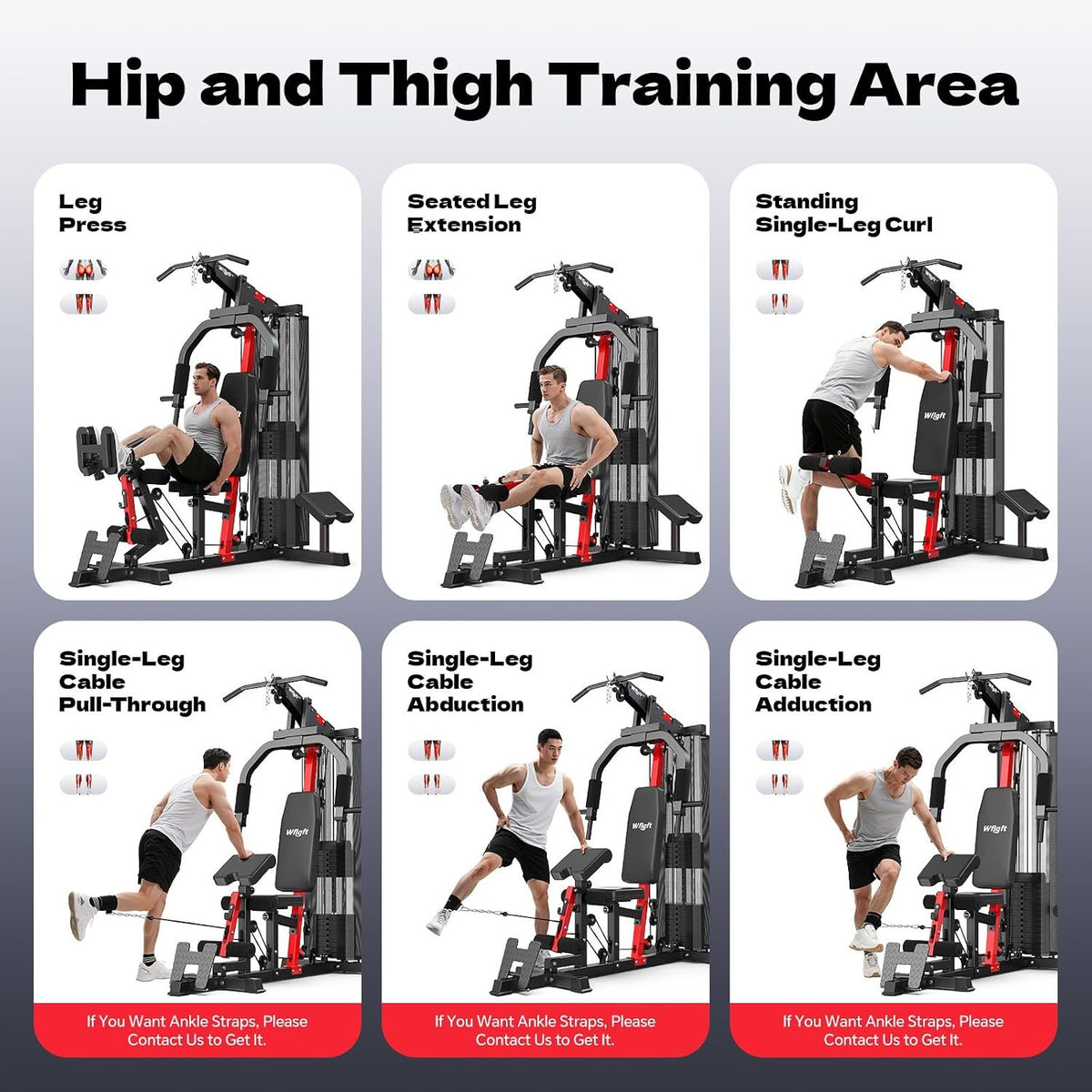 Home Gym Workout Equipment 148 LB Weight Stack, Full Body Workout Machine for LAT Pulldown, Chest Press, Leg Extension & Strength Training, Multi Function Fitness Equipment
