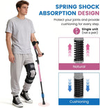 Forearm Crutches Spring Assist Crutches for Adults Not a Pair | Height Adjustable, Comfortable, Arm Crutches Forearm with Anti-Slip Tips,Walking Crutches with Cuffs for Seniors Rehab, Pink