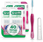 GUM Proxabrush Go-Betweens Moderate Interdental Brushes, 10 Count (4 Pack) | Triangular soft bristles, Nylon-coated wire safe for braces & implants, Reusable with breathable travel cap, 10 days of use