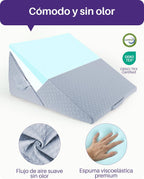 Kekoy Adjustable Adult Anti-Reflux Wedge | Ideal for Sleep Apnea, Acid Reflux, Snoring and Postoperative Recovery | Memory Foam Wedge Pillow, Washable Cover and Handle – Grey