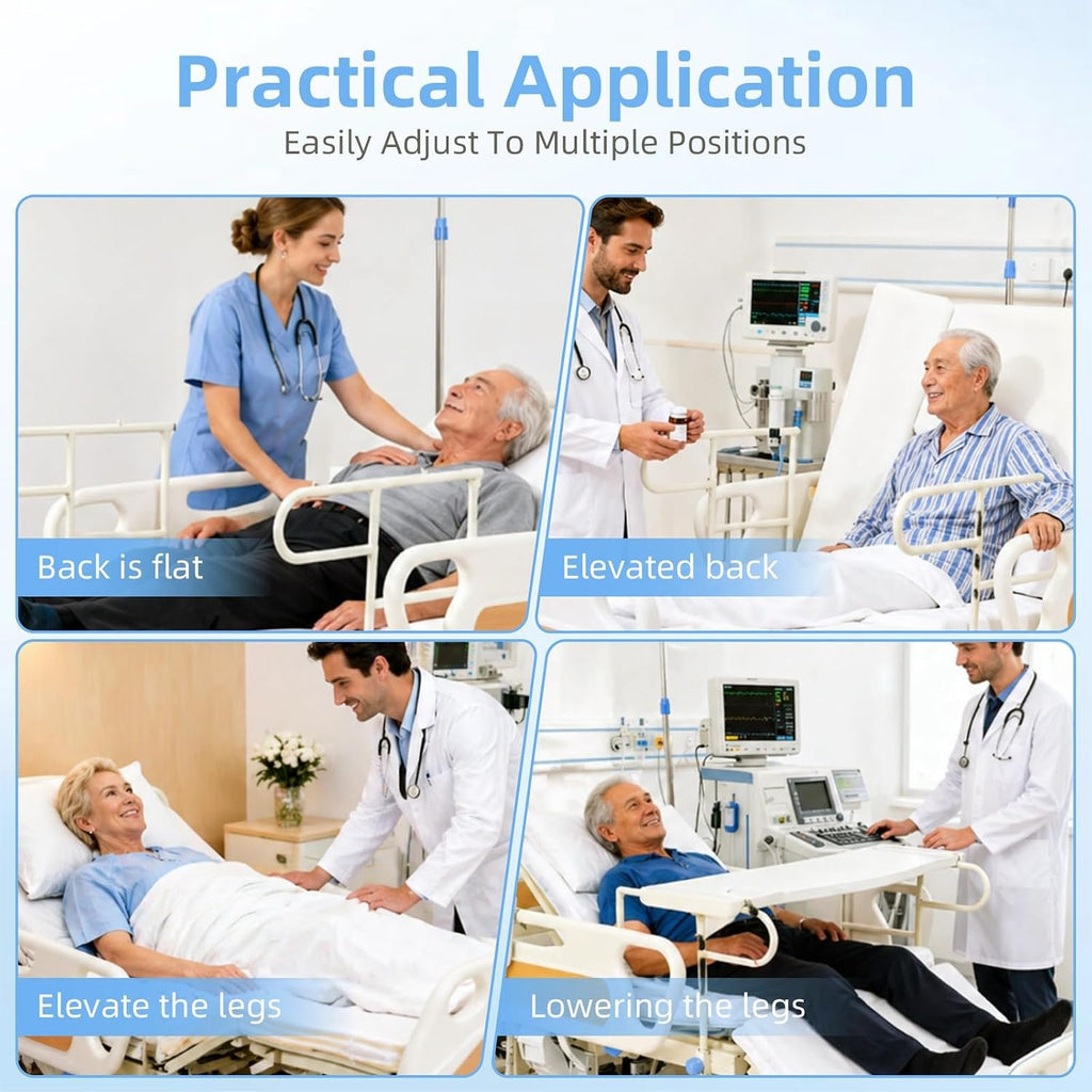 Upgrade 5 Function Full Electric Hospital Bed, Medical Bed with Lateral Tilting for Home Use, Adjustable Hospital Bed with Mattress, Locking Casters, IV Pole