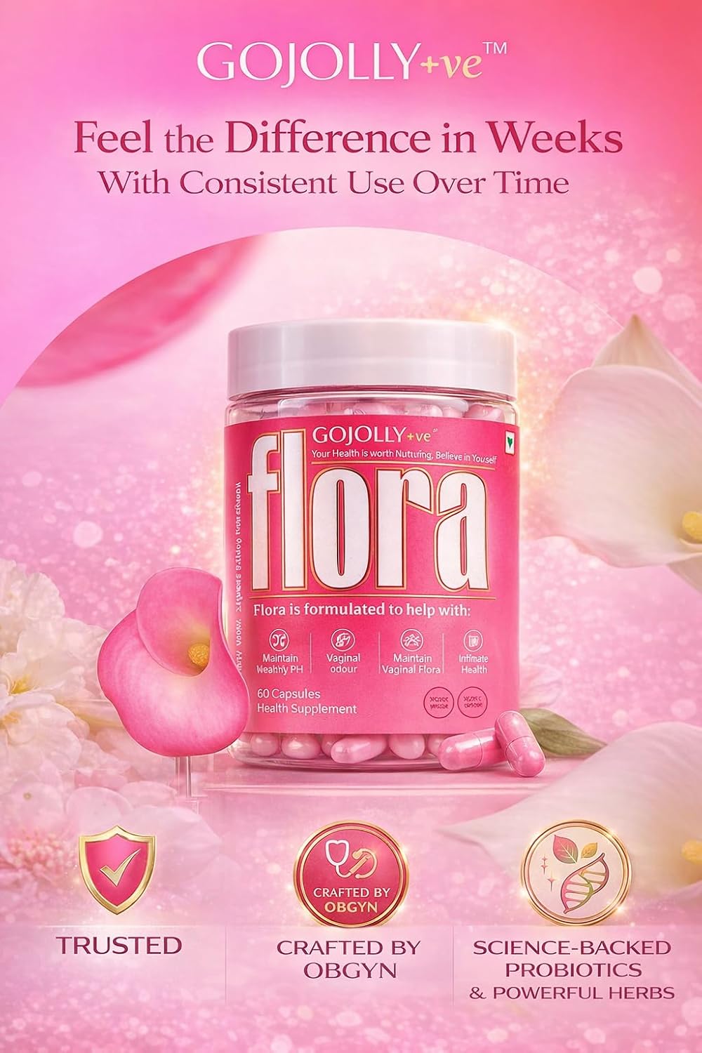 Flora Vaginal Probiotics For Women UTI infections - Intimate discomfort - Vaginal Odor - Vaginal Flora- vaginal health - With Prebiotics Lactobacillus Cranberry Neem & Hibiscus Extracts 60 Capsules