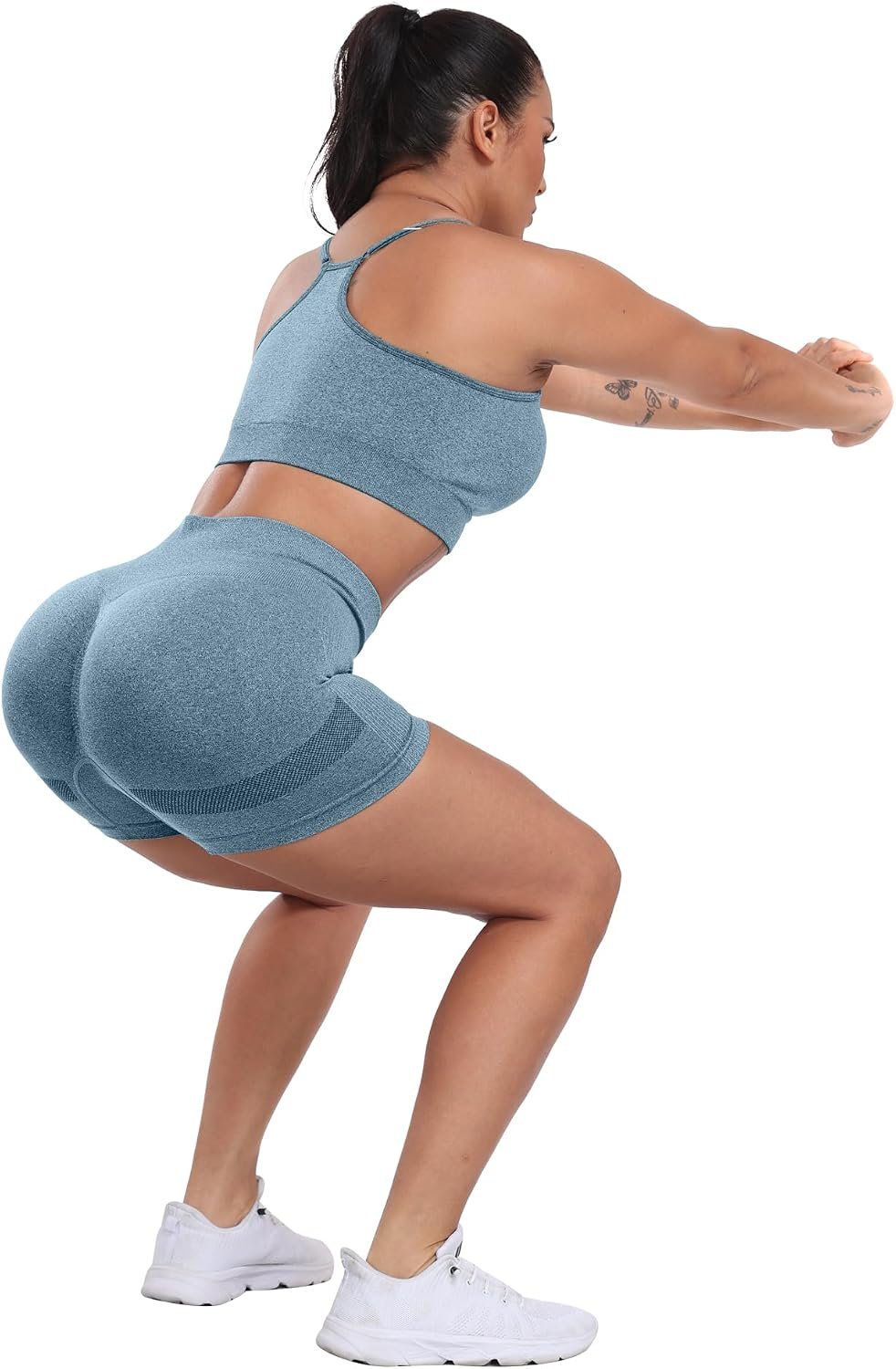 CHRLEISURE Workout Shorts Sets for Women, High Waisted Gym Butt Lifting Scrunch Butt Seamless Shorts