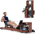 YOSUDA Water Rowing Machine Foldable for Home Use 5.8 Gal Large Water Tank | Immersive Wooden Water Rower Machine, Dedicated Monitor & Bluetooth APP, 4-Blade Paddle, 400LBS Weight Capacity