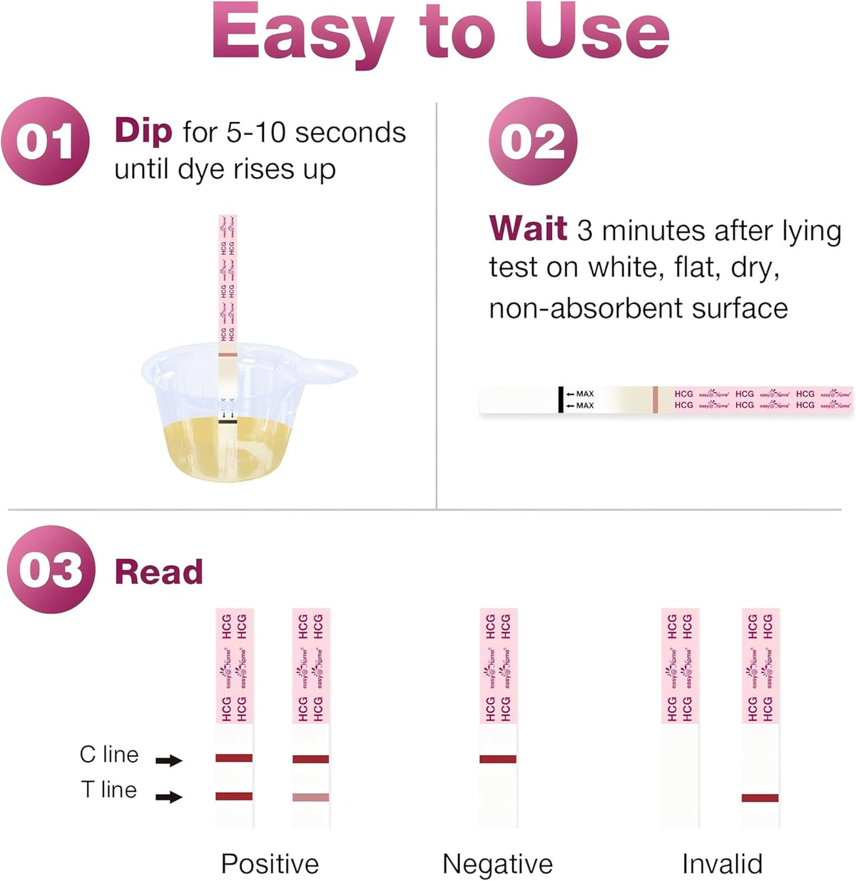 Pregnancy Test Strips Early Detection: Easy@Home 40 x HCG Strips 10mIU/mL, Accurate Early Pregnancy Tests, Sensitive HCG Pregnancy Test Strips with Smart APP, Home Fertility Testing Kit 40 Packs