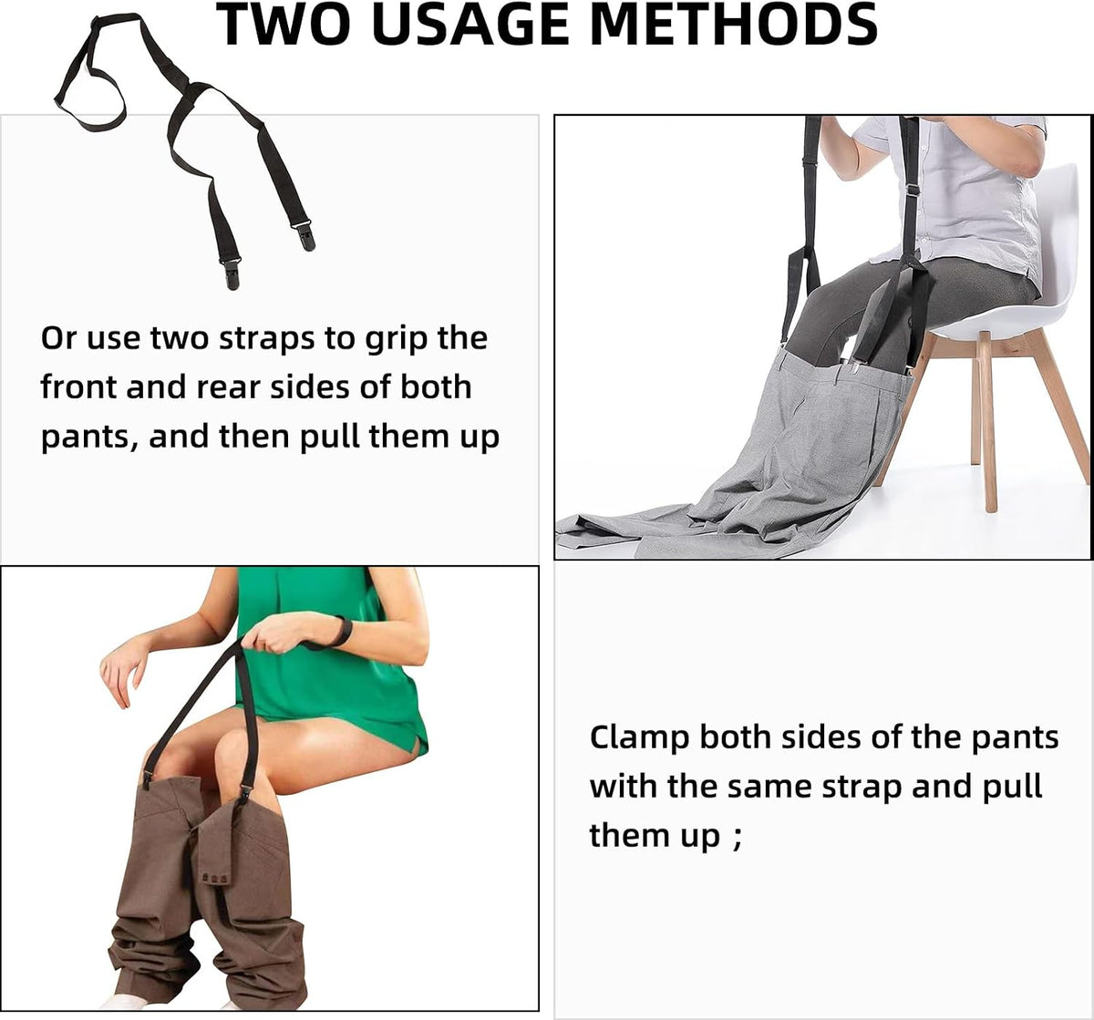 2 PCS Assistive Devices for Elderly, Disability Aids, Reacher Tool, Clip and Pull Dressing Aid, Handicap Accessories for Daily Living, Dressing Stick for Elderly Adjustable 27-41 Inches