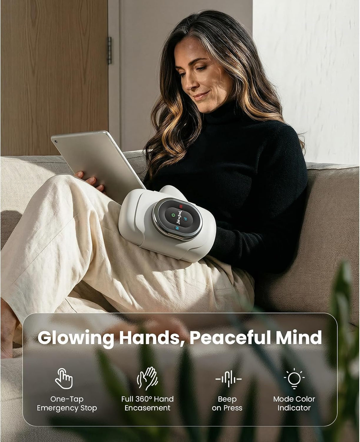 BOB AND BRAD Hand Massager with Heat and Compression, Individual Fingers