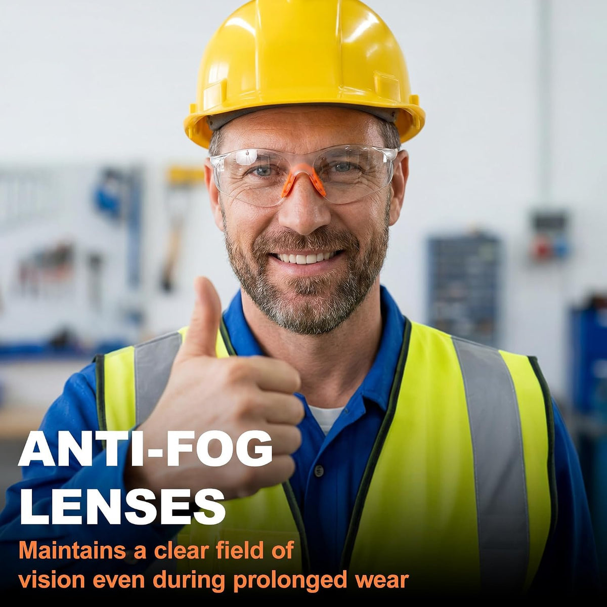 Ansi Z87.1 Safety Glasses for Men, Anti Fog Eye Protection Glasses | Soft Nose Bridge and Temple Tips, Impact Resistant, Scratch Resistant, Safety Glasses Bulk for Construction, Woodworking