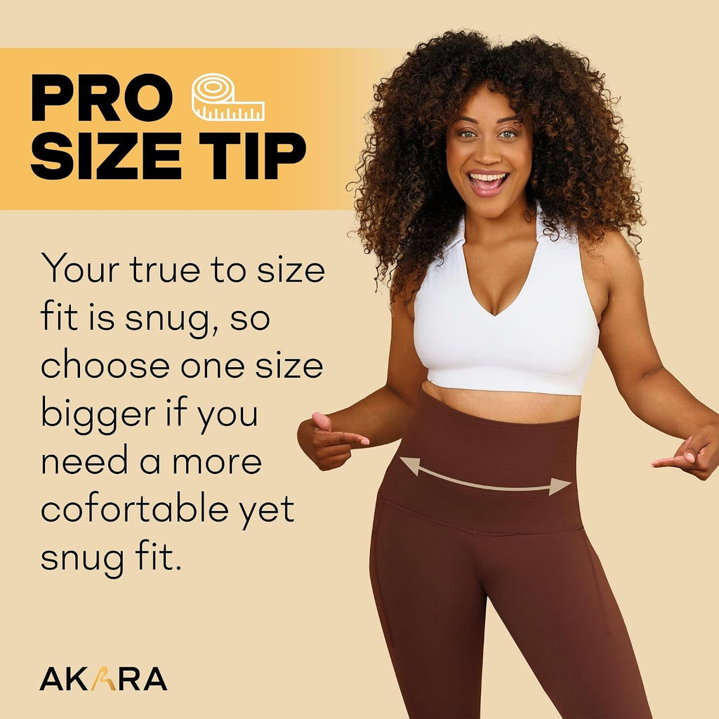 AKARA Postpartum Tummy Control Leggings for Women – No Roll Down Leggings – Two Pockets Three Tier High Waist Band Yoga Pants