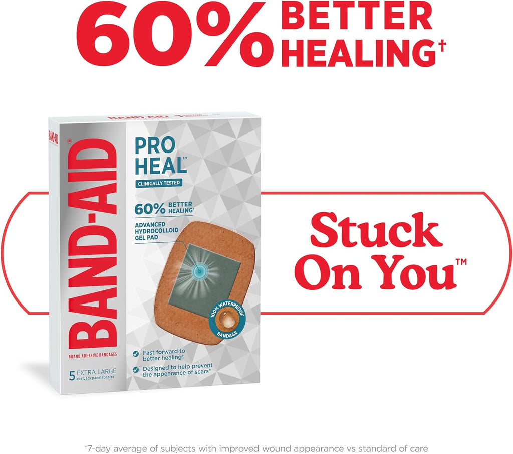 BAND-AID Brand Pro Heal Adhesive Bandages, Extra Large, 5 Count