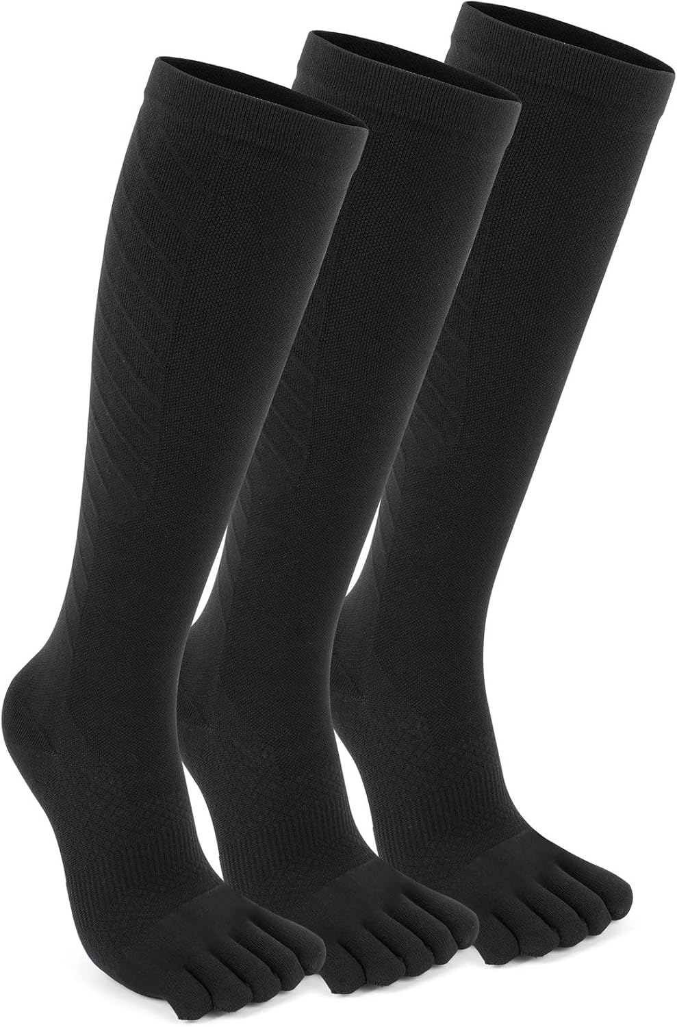 Compression Toe Socks for Men and Women 15-20mmHg, 3 Pairs, Knee High Five Finger Stockings