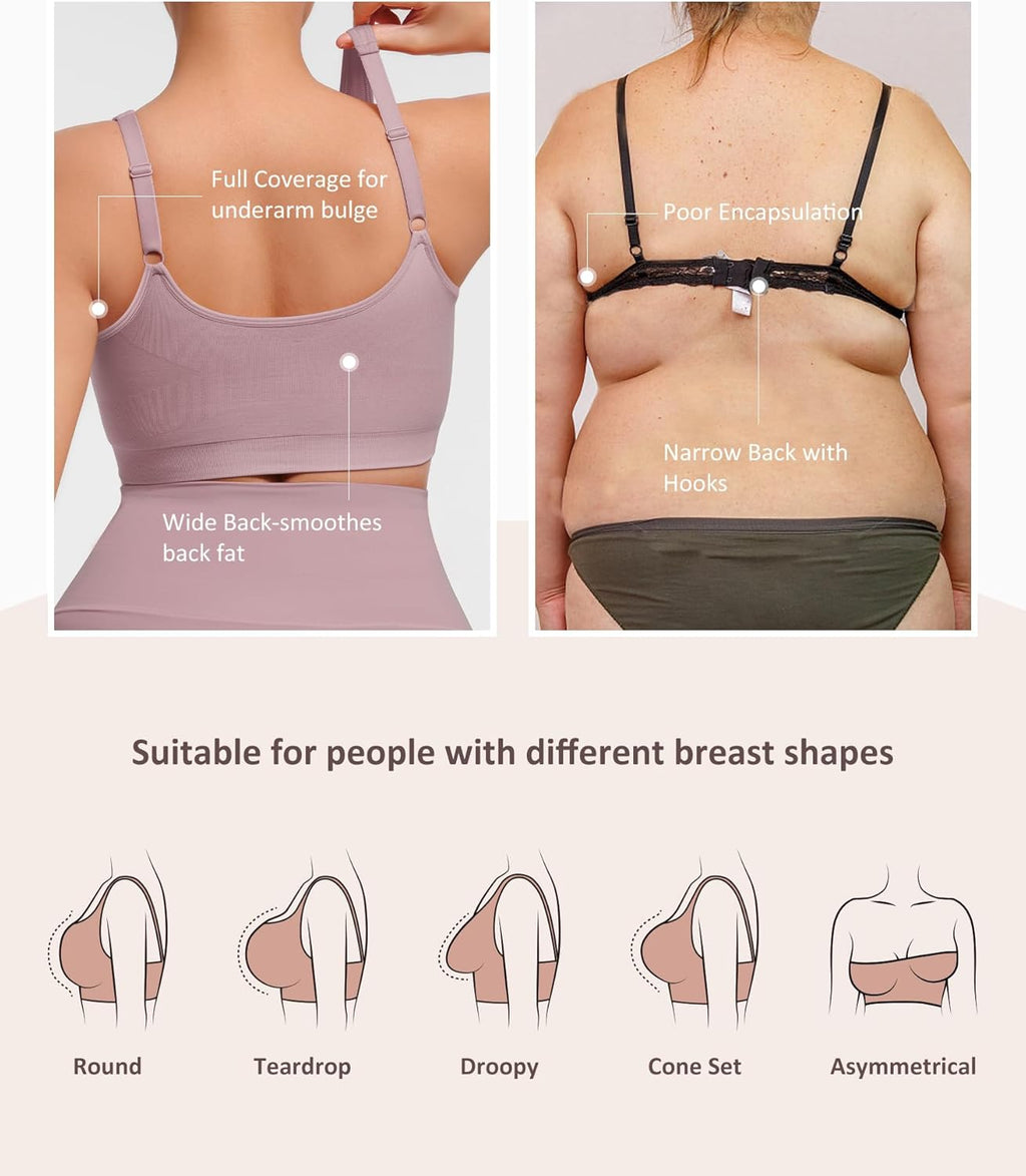 FeelinGirl Zip Front Closure Bras for Women No Underwire Compression Post Surgery Bra with Wide Adjustable Straps