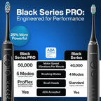 Aquasonic Black Series PRO – Ultra-Whitening Electric Toothbrush – 5 Modes & Smart Timers – Premium Travel Case & 6 Proflex Brush Heads – ADA Accepted Toothbrush