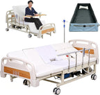 Falluk Full Electric Hospital Bed for Home Use with Lateral Tilting | Individual Locking, IV Pole for Elderly Patient Care, 550 lbs Capacity, Includes a Folding Bathtub for Full Body Washing