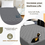 Ayka 100% Waterproof Mattress Protector King Size 78x72 Cotton Quilted Bed Protector King Size Breathable Noiseless Ultra Soft | Elastic Fitted Mattress Cover | Bed Cover -6.5x6 ft, Grey