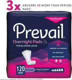 Prevail Proven - Incontinence Bladder Control Pads - Bladder Leak Pads - Overnight Absorbency, 120 Count (4 Packs of 30) | Disposable, Incontinence