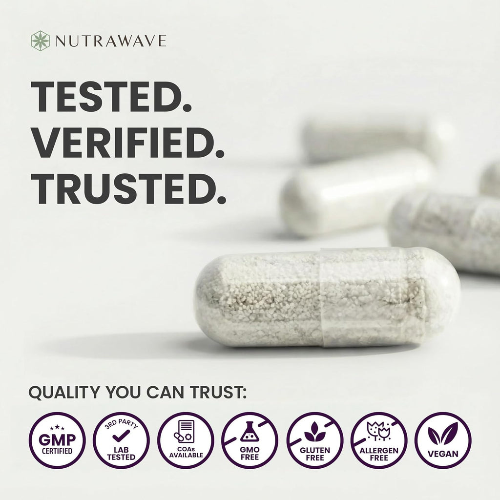 Nutrawave 50 Billion Daily Probiotic for Men & Women – 15 Strains of Live Cultures | 60 Vegan, Gluten-Free Capsules