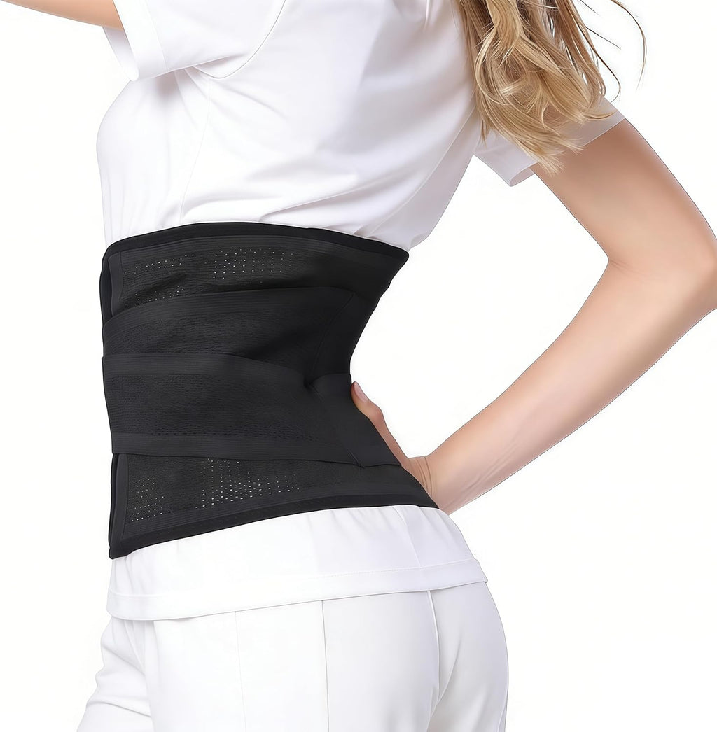 Postpartum Belly Band,C Section Belly Binder,Abdominal Binder Post Surgery Girdle,Tummy Tuck Compression Wrap Waist Trainer, Black