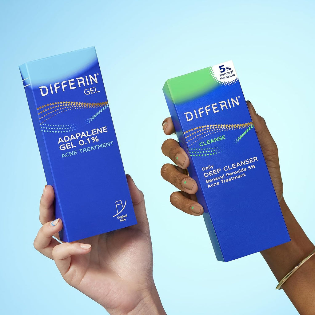 Differin Acne Kit, Adapalene Gel 0.1% + Benzoyl Peroxide Body Wash | Complete Acne Prone Skin Care Routine, Retinoid Gel Treatment, 5% Benzoyl Peroxide Face and Body Wash, Pimple-Fighting Bundle