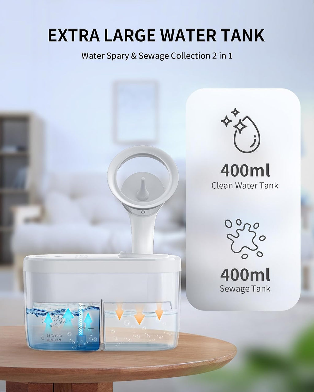 Electric Ear Wax Removal Kit, FSA-HSA-Eligible, Water Powered Ear Irrigation System with Sewage Collection, 4 Clean Modes, Safe & Effective, 3 Ear Tips for Adults