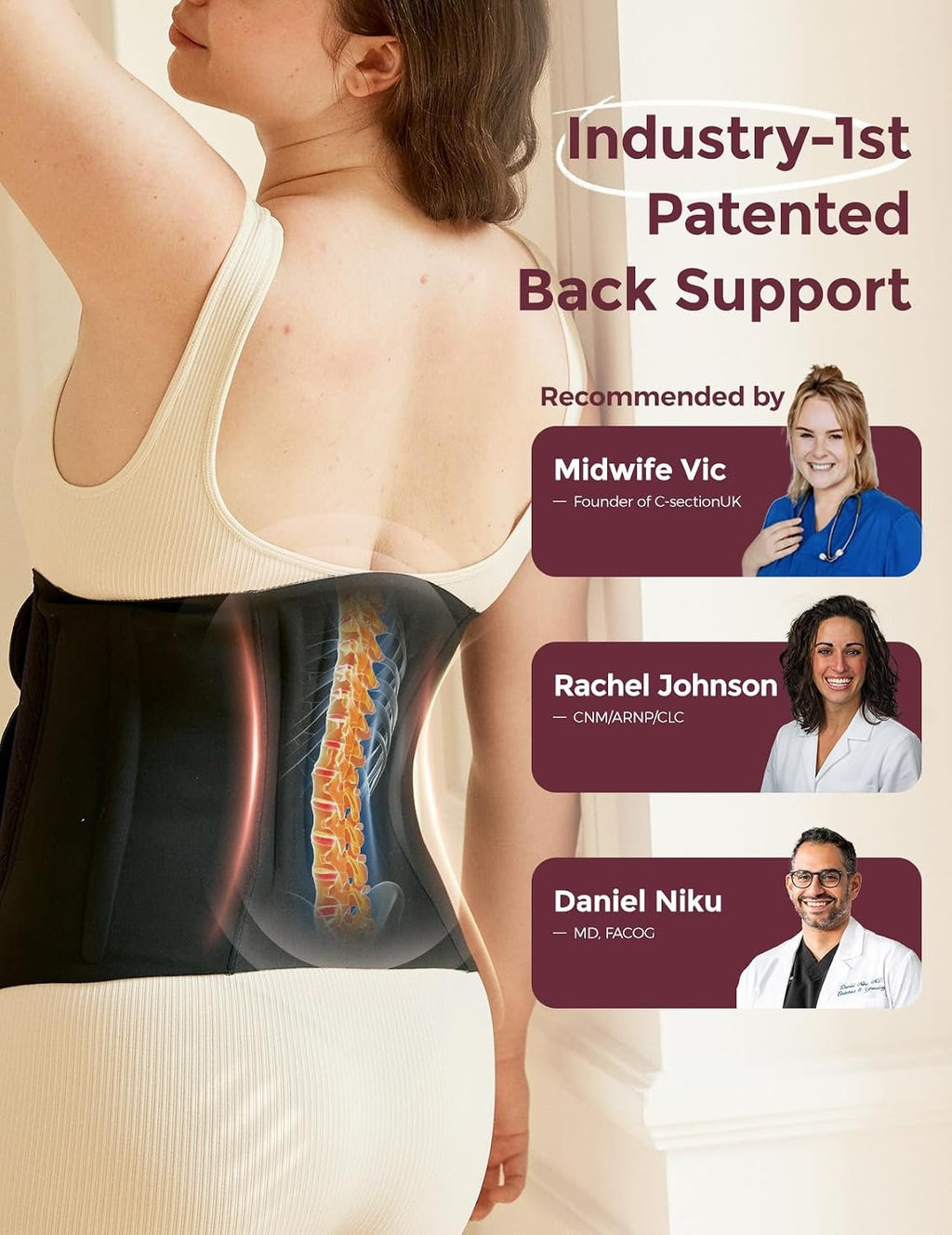 Momcozy Ergowrap Postpartum Belly Band, 3D Lifting & Ergonomic Back Support | C-section abdominal binder with gentle lift, breathable comfort and a discreet fit under clothing for postpartum support