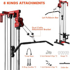 Mikolo Wall Mount Cable Station, Cable Crossover Machine with Dual Pulley System and 19/27 Adjustable Positions for Home Gym Fitness Equipment