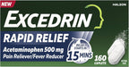 Excedrin Rapid Relief Caplets, 500mg Acetaminophen, 160 Count? | Clinically Proven to Absorb Fast for Pain Relief That Begins in 15 minutes , Caffeine Free, Aspirin Free?