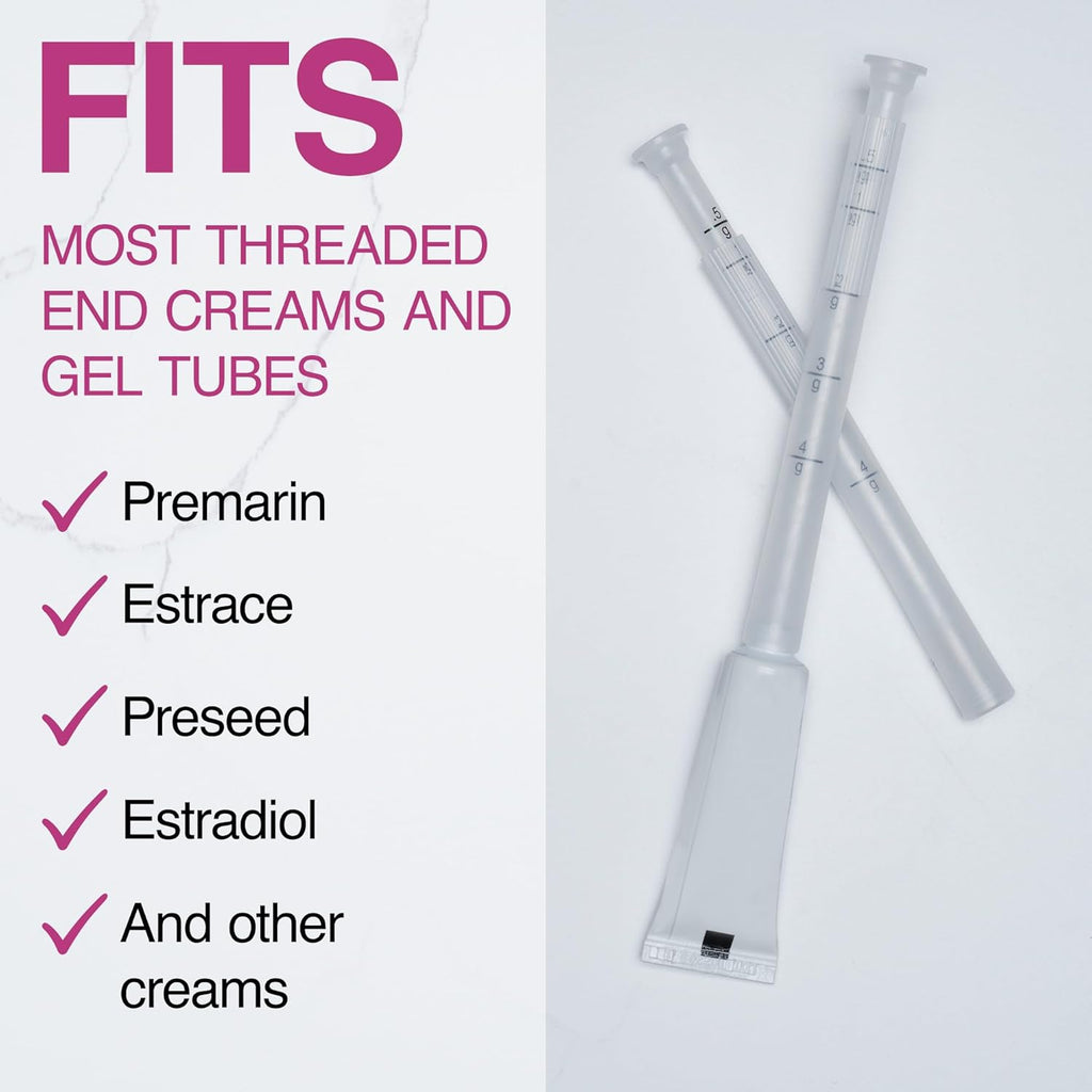 Disposable Plastic Vaginal Cream Applicators - Threaded End to Fit OTC Gel or Cream Products - Accurate Dosage Markings Measurements - 40 Pack. Made in USA.